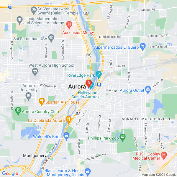 Cary J. Wintroub & Associates - Tus Abogados de Accidentes location map: 2-98 Pinney St, Aurora, Illinois